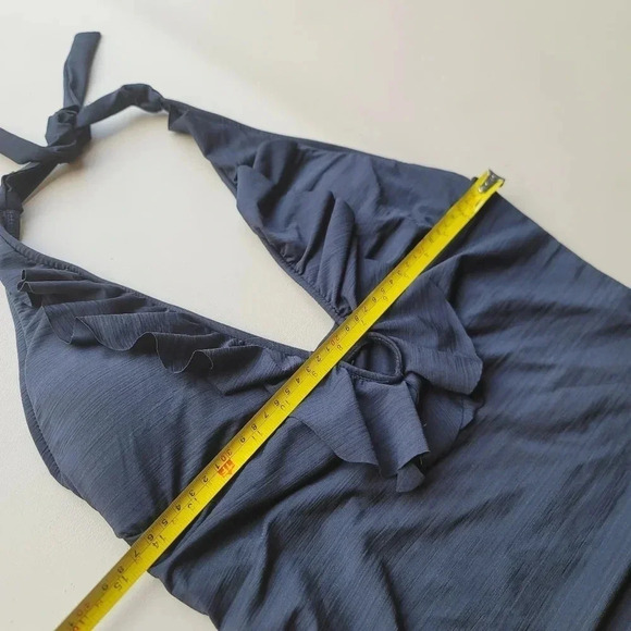 Mossimo Women's Black V-Neck Ruffle top Bathing Swim Suit One Piece Sz L - Picture 6 of 11